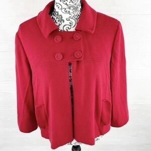 Sandro Red Double-Breasted Pea Coat